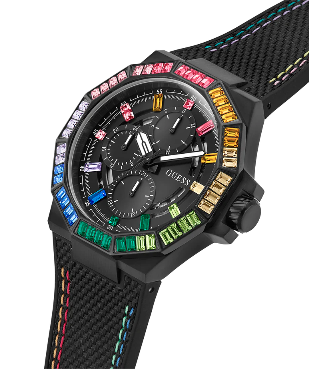 GUESS Mens Black Multi-function Watch 45mm