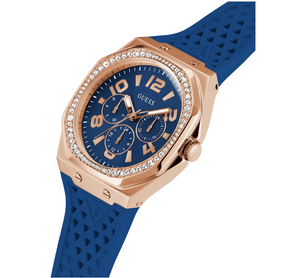 GUESS Ladies Blue/Light Blue/White | Gold/Rose Gold Tone Watch 39.5mm