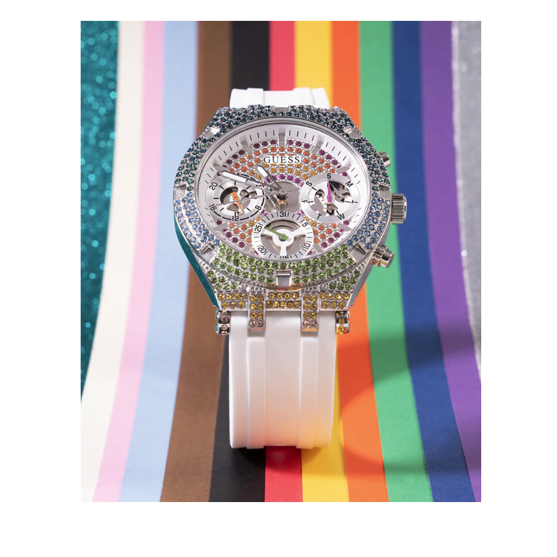 GUESS Pride Ladies Limited Edition Glitz Silicone Watch 38mm