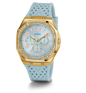 GUESS Ladies Blue/Light Blue/White | Gold/Rose Gold Tone Watch 39.5mm