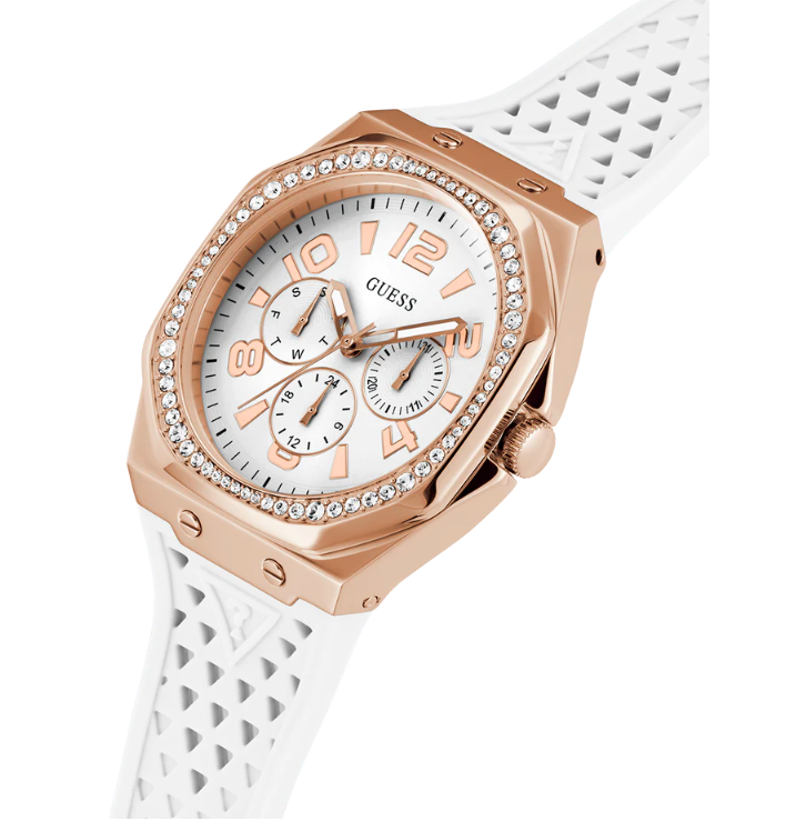 GUESS Ladies Blue/Light Blue/White | Gold/Rose Gold Tone Watch 39.5mm