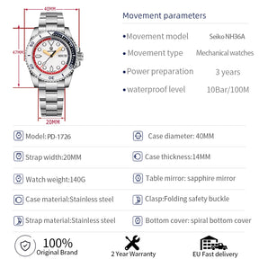 PAGANI DESIGN Men's Mechanical Luxury Automatic Watches 40mm | PD-1726